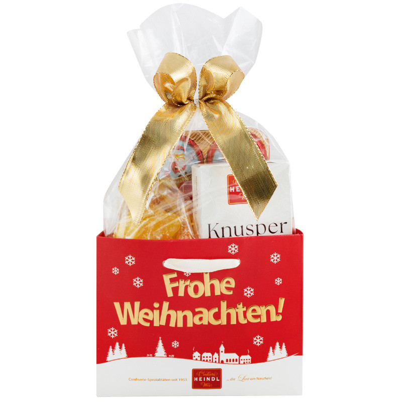 Heindl Weihnachtstasche 395 g festliche Pralinen- und Schokoladenauswahl aus österreichischer Confiserie